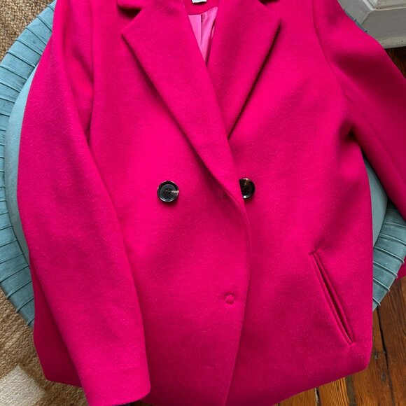 Double breasted fuchsia wool coat - Picture 6 of 7